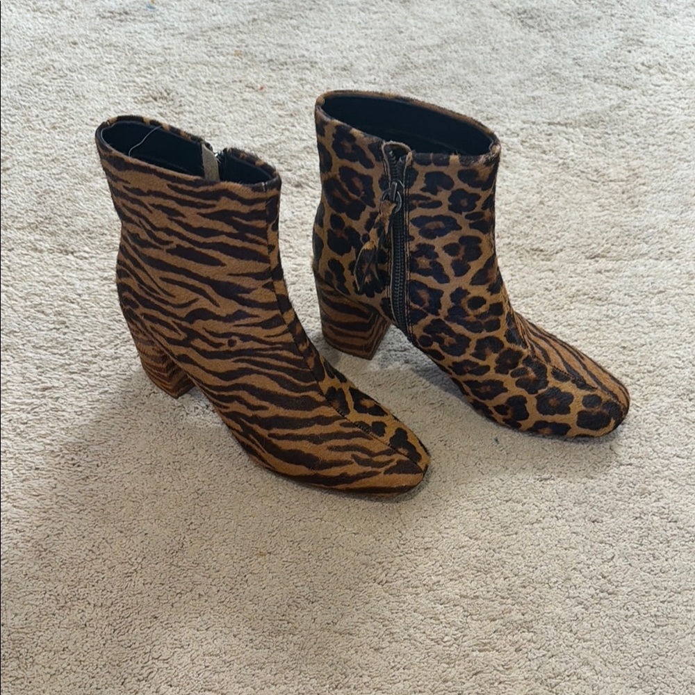 Splendid Leopard & Zebra Print Ankle Booties in Brown